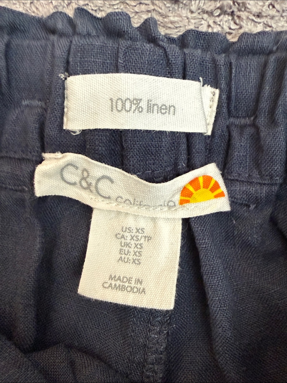 C&C California Navy Linen pants size xs - Picture 11 of 12